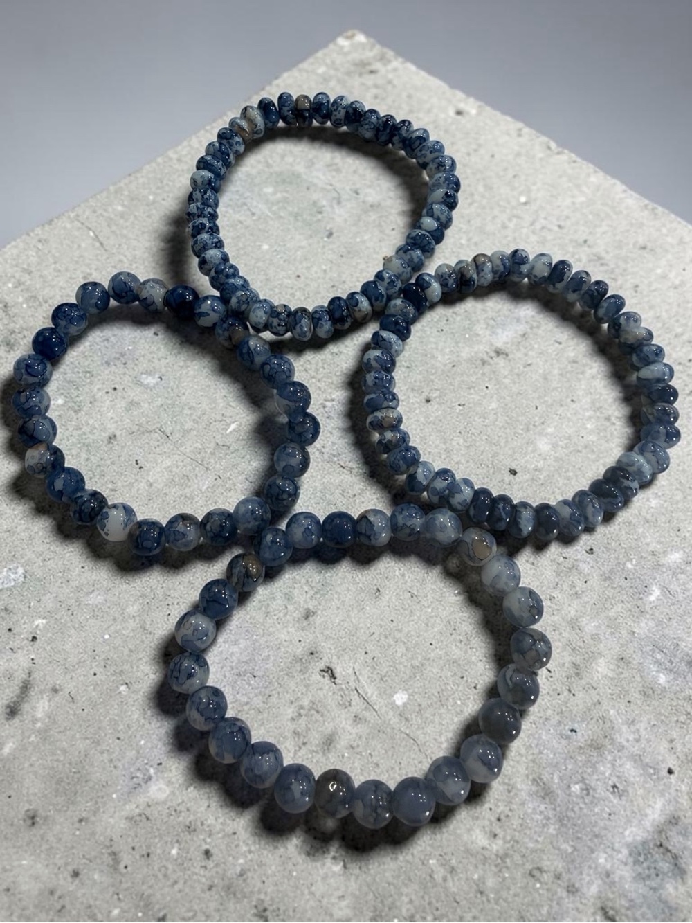 Blue Agate Beaded Stretch Bracelet (4)